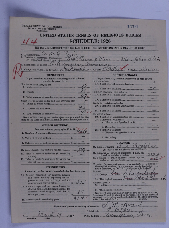 Scan of African Methodist Episcopal Zion Church: 1701
