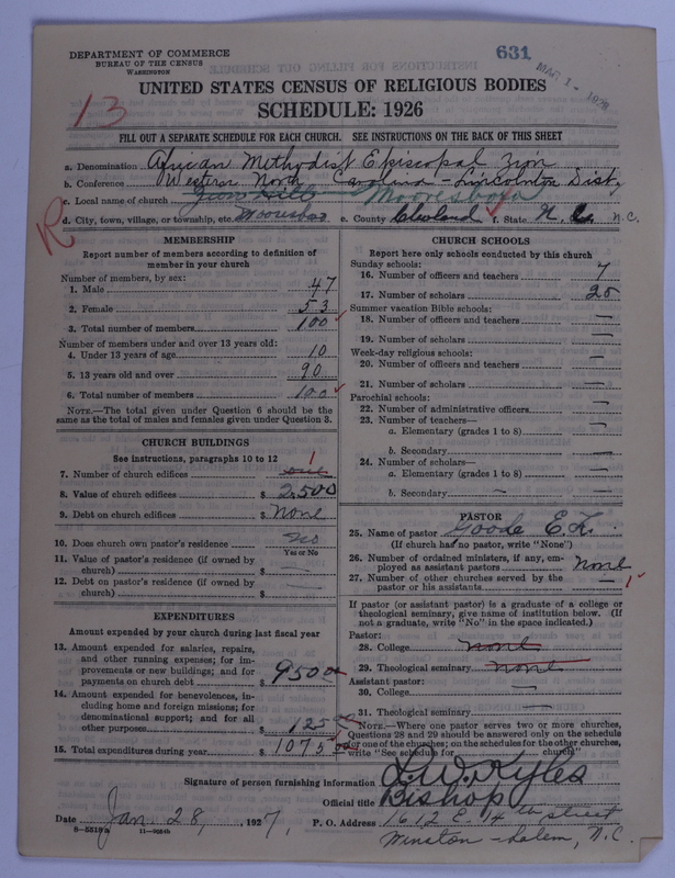 Scan of African Methodist Episcopal Zion Church: 631