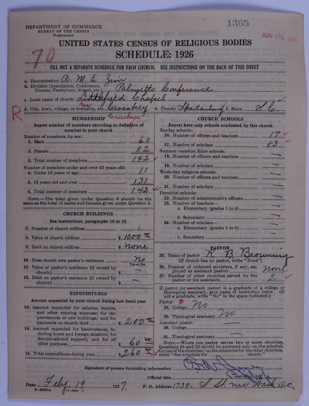 Scan of African Methodist Episcopal Zion Church: 1365