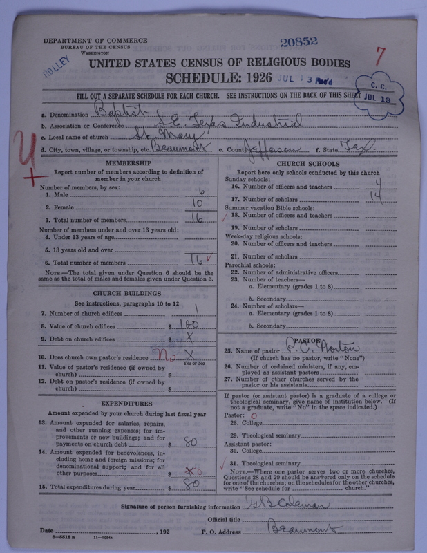 Scan of Negro Baptists: 20852