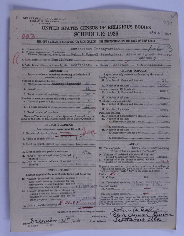 Scan of Cumberland Presbyterian Church: 754