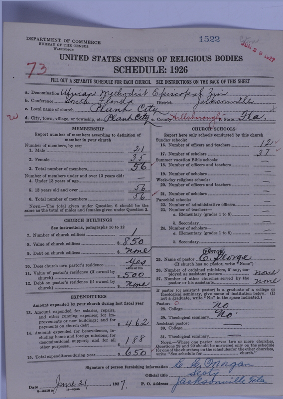 Scan of African Methodist Episcopal Zion Church: 1522