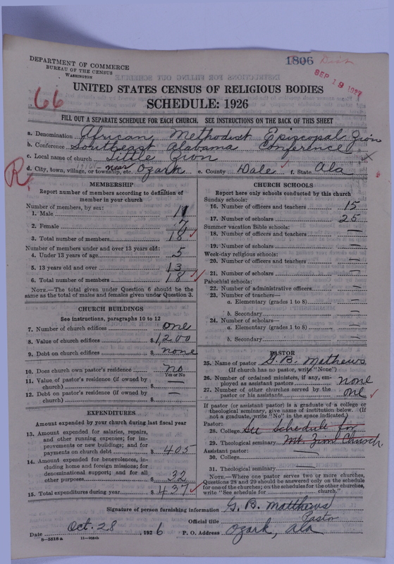 Scan of African Methodist Episcopal Zion Church: 1806
