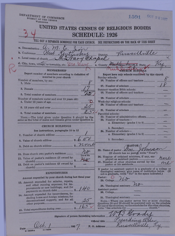 Scan of African Methodist Episcopal Zion Church: 1591