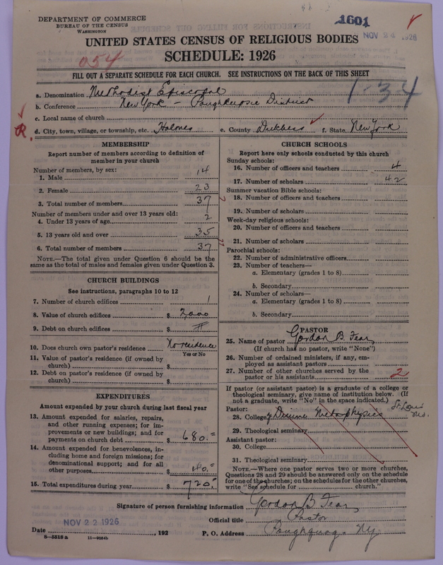 Scan of Methodist Episcopal Church: 1601
