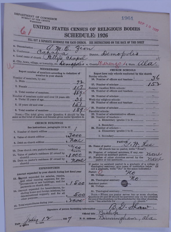 Scan of African Methodist Episcopal Zion Church: 1961