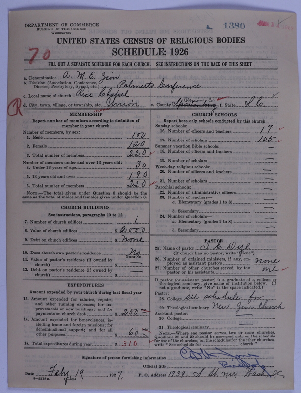 Scan of African Methodist Episcopal Zion Church: 1380