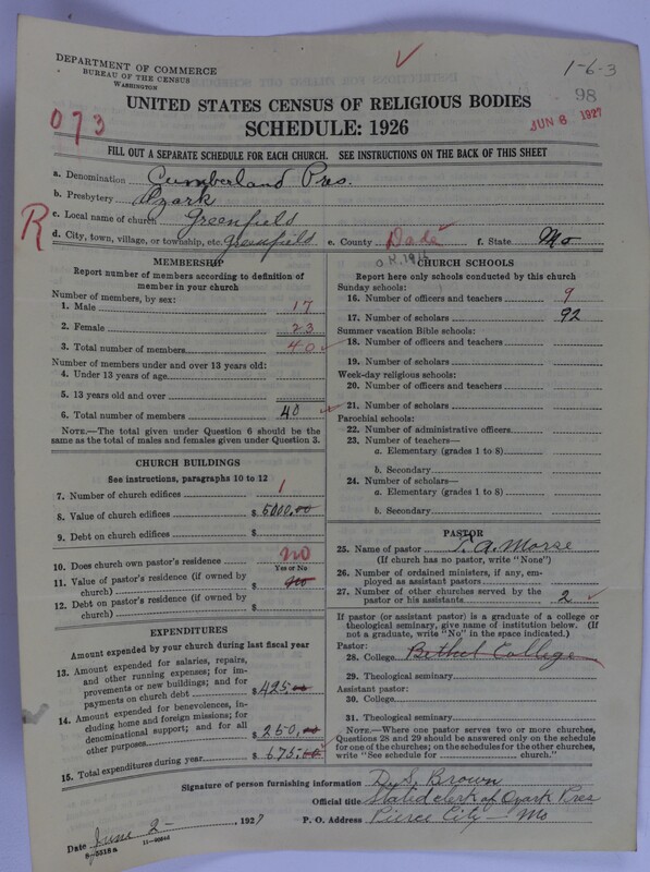 Scan of Cumberland Presbyterian Church: 98