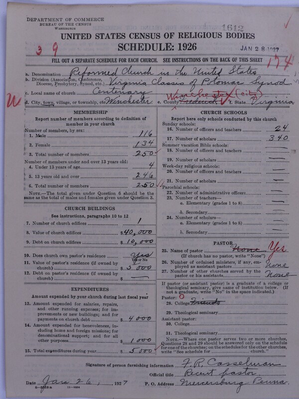 Scan of Reformed Church in the United States: 1612
