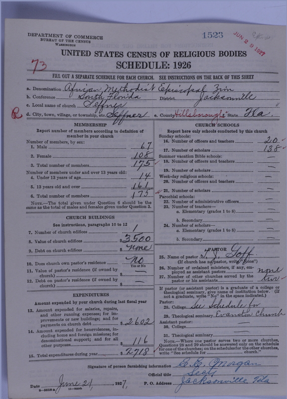 Scan of African Methodist Episcopal Zion Church: 1523