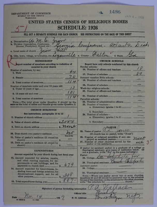 Scan of African Methodist Episcopal Zion Church: 1486