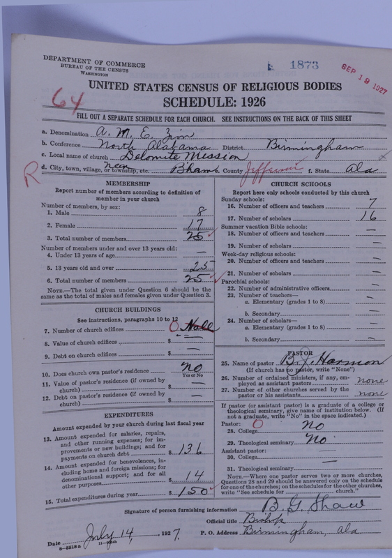Scan of African Methodist Episcopal Zion Church: 1873