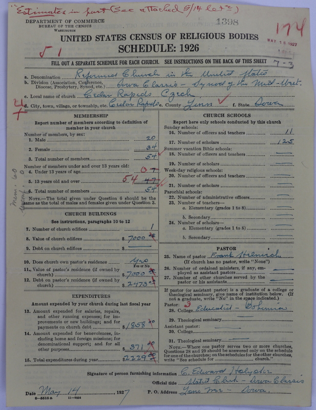 Scan of Reformed Church in the United States: 1398