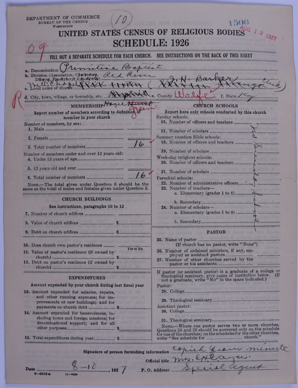 Scan of Primitive Baptists: 1500