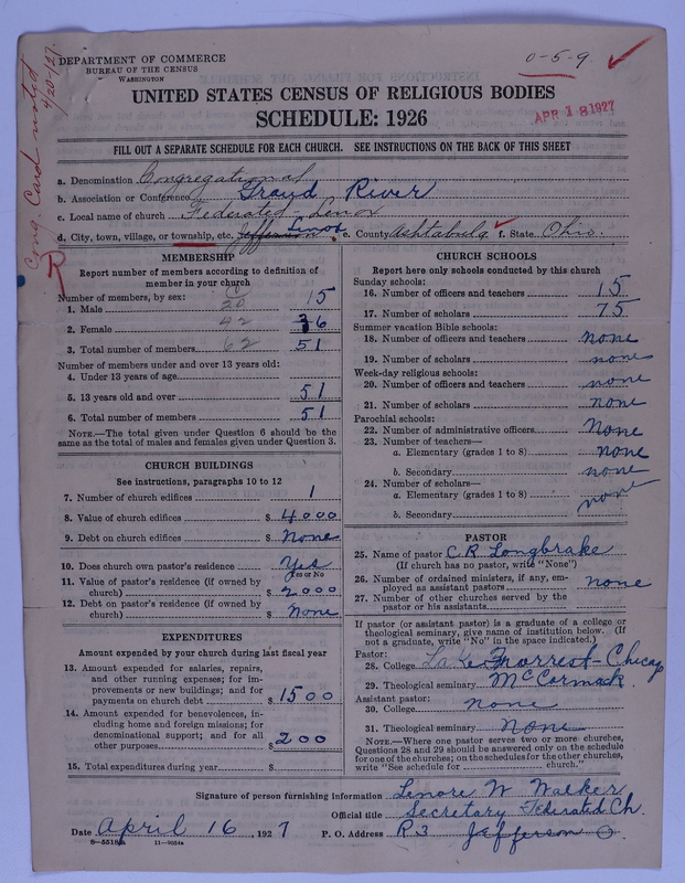 Scan of Federated Churches: