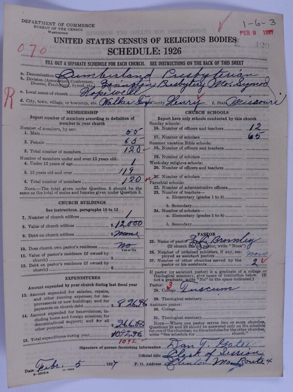 Scan of Cumberland Presbyterian Church: 120