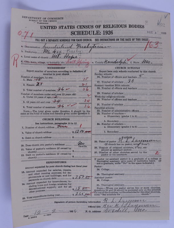 Scan of Cumberland Presbyterian Church: 162