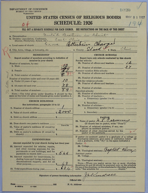 Scan of Church of the United Brethren in Christ: 1020