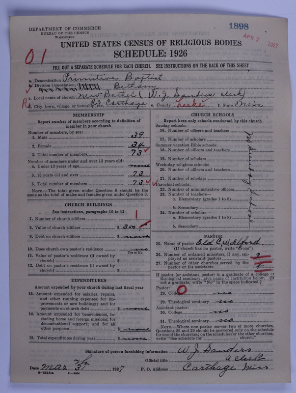 Scan of Primitive Baptists: 1898