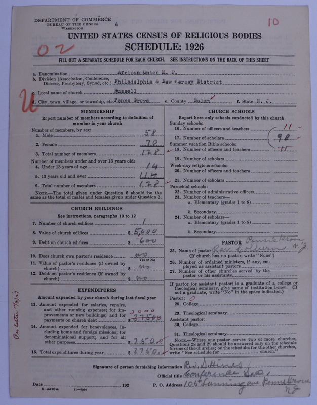 Scan of African Union Methodist Protestant Church: 10