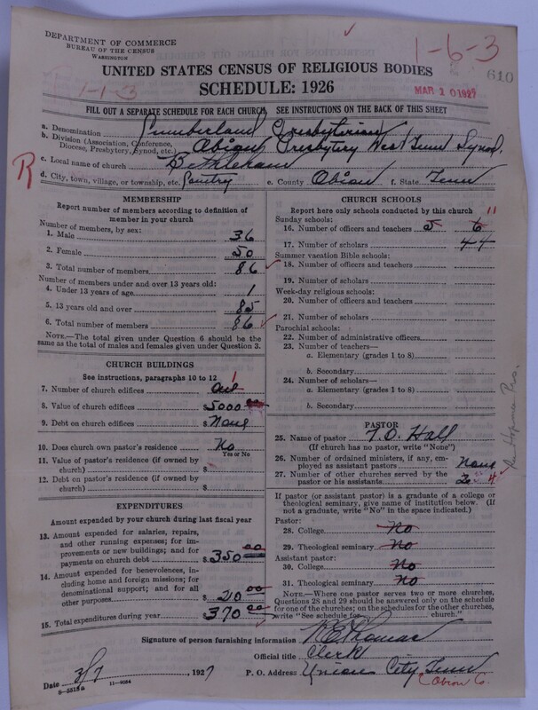 Scan of Cumberland Presbyterian Church: 610