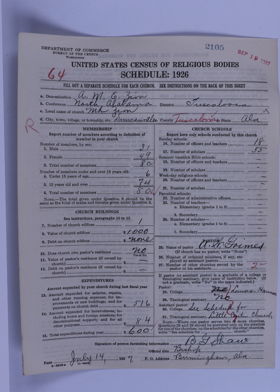 Scan of African Methodist Episcopal Zion Church: 2105