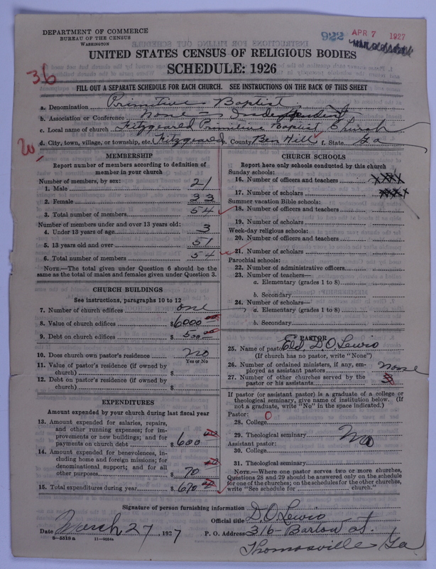 Scan of Primitive Baptists: 922