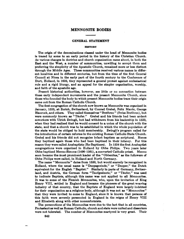 Scan of Hutterian Brethren, Mennonites