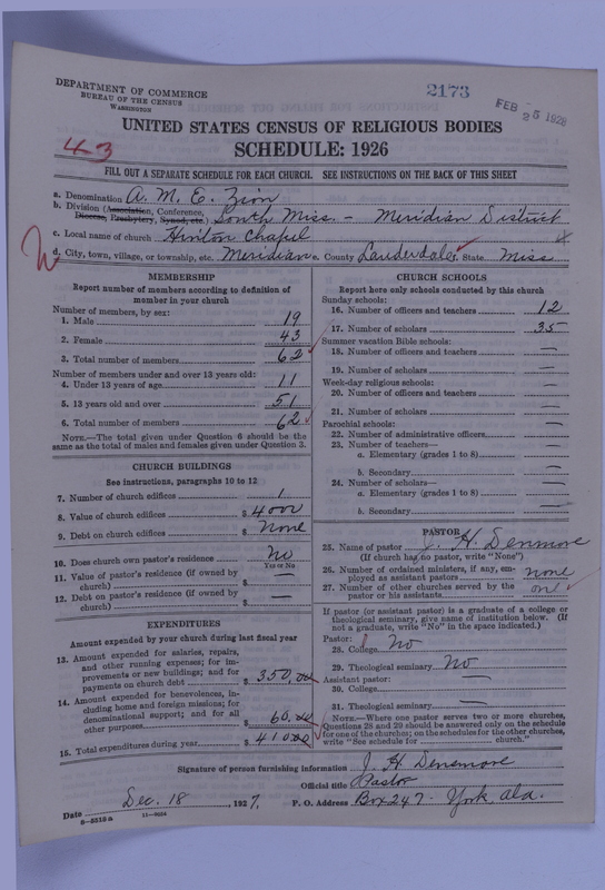 Scan of African Methodist Episcopal Zion Church: 2173