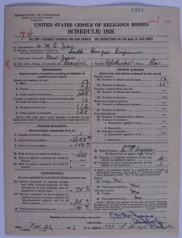 Scan of African Methodist Episcopal Zion Church: 1461