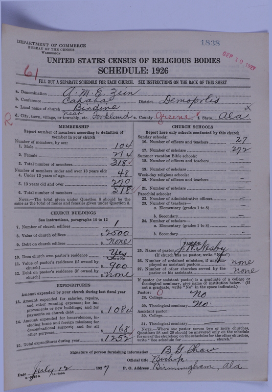 Scan of African Methodist Episcopal Zion Church: 1838