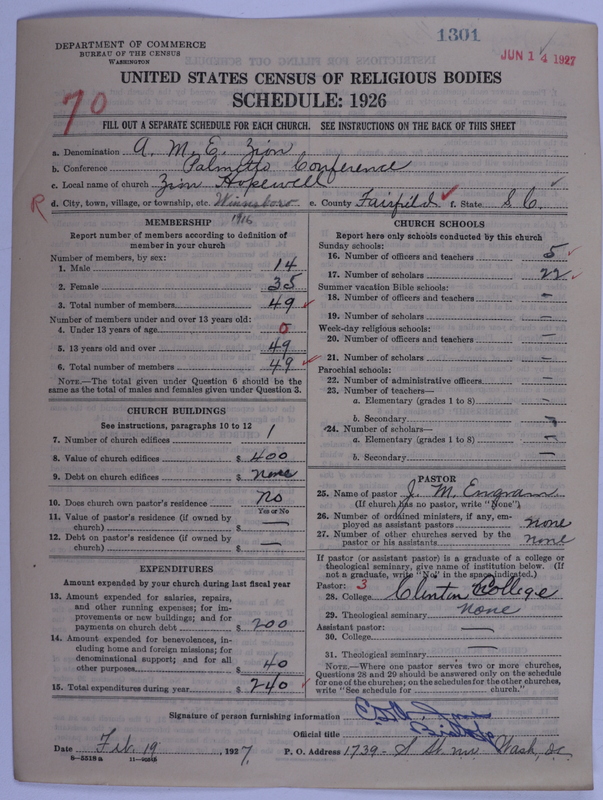 Scan of African Methodist Episcopal Zion Church: 1301
