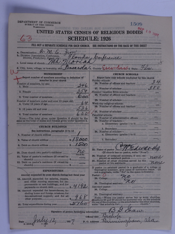 Scan of African Methodist Episcopal Zion Church: 1509