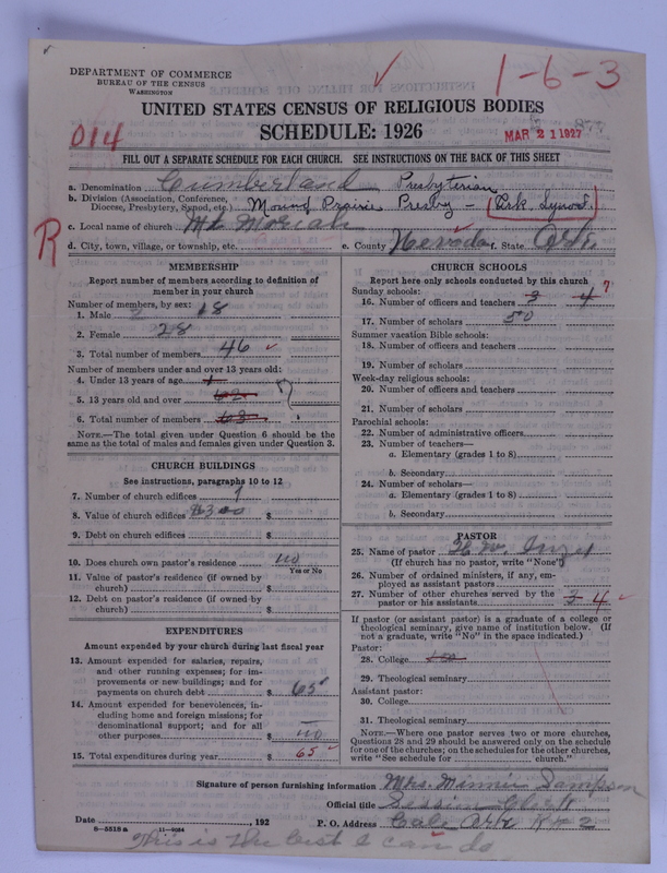 Scan of Cumberland Presbyterian Church: 877
