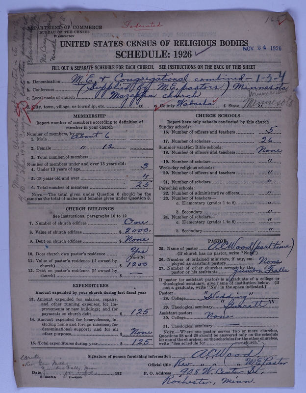 Scan of Federated Churches: 165