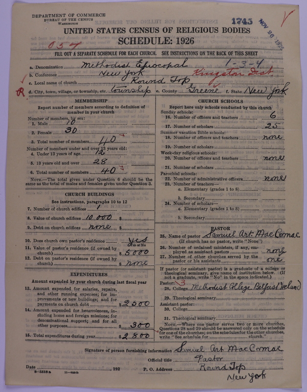 Scan of Methodist Episcopal Church: 1745