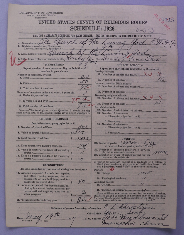 Scan of Church of the Living God, Christian Workers for Fellowship: 115