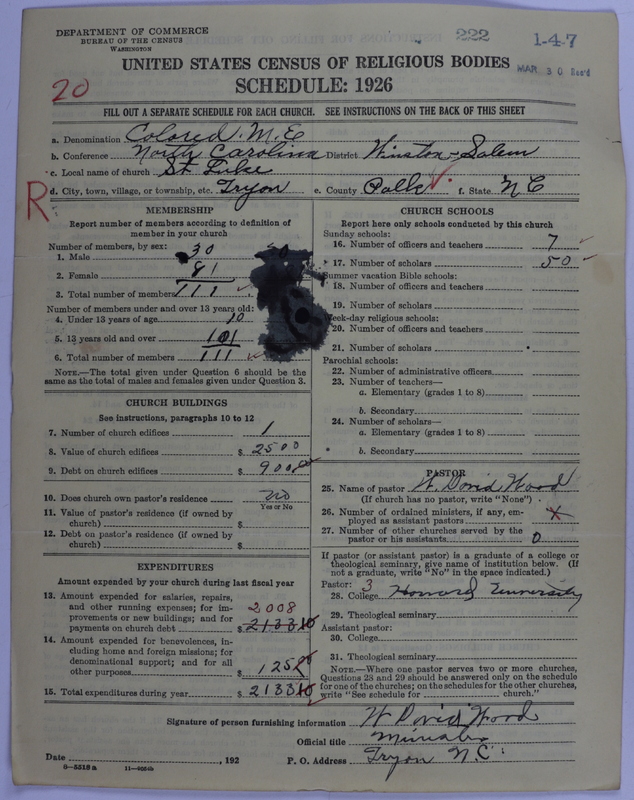 Scan of Colored Methodist Episcopal Church: 222