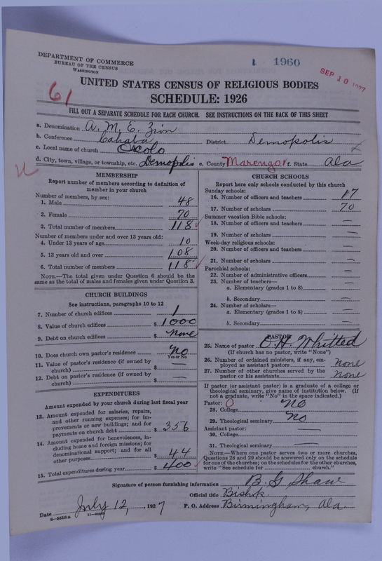 Scan of African Methodist Episcopal Zion Church: 1960