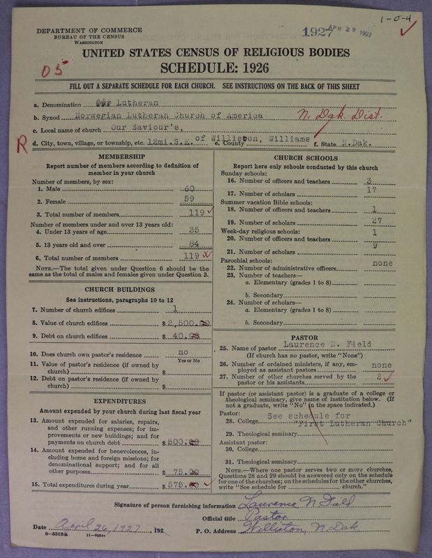 Scan of Norwegian Lutheran Church of America: 1927
