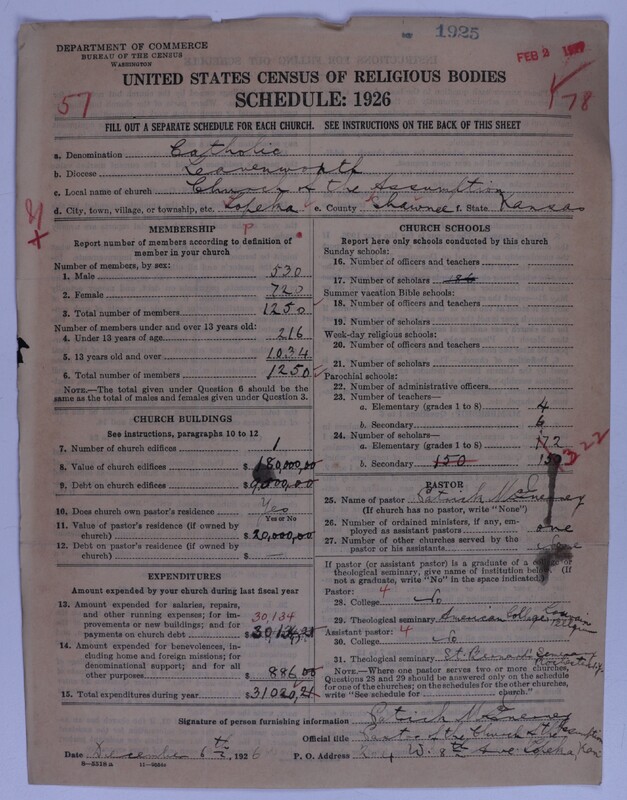 Scan of Roman Catholic Church: 1925