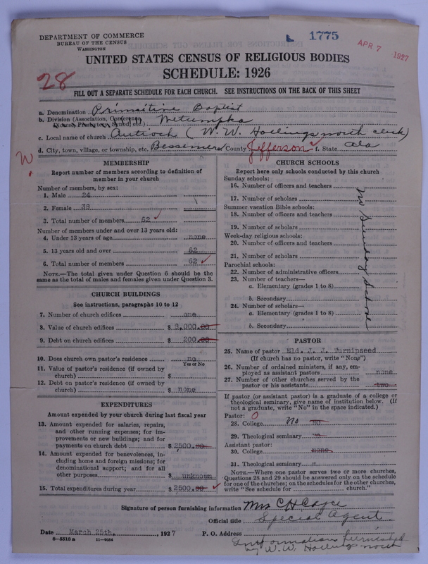 Scan of Primitive Baptists: 1775