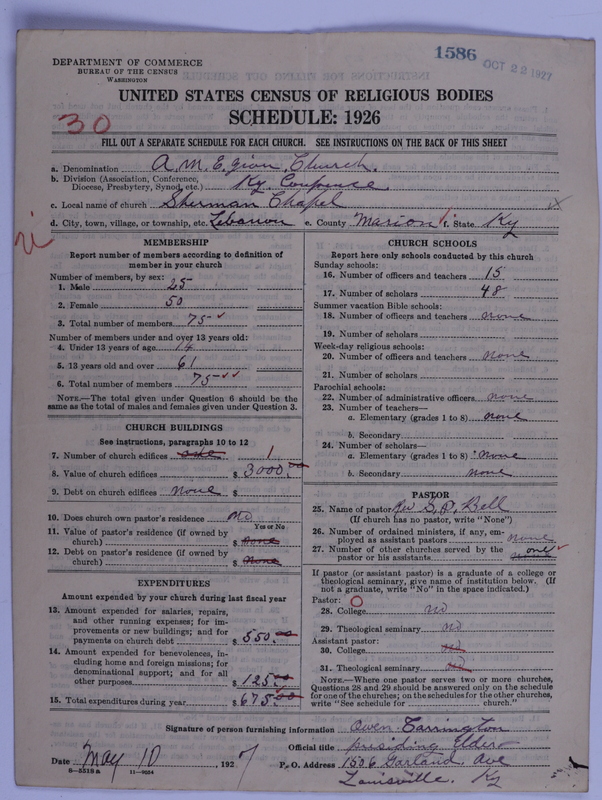 Scan of African Methodist Episcopal Zion Church: 1586