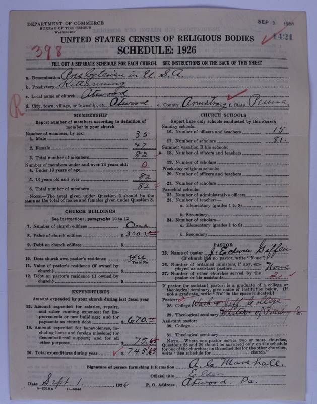 Scan of Presbyterian Church in the United States of America: 1421