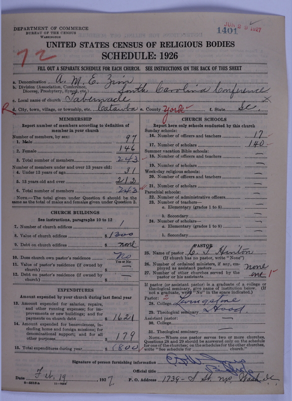 Scan of African Methodist Episcopal Zion Church: 1401