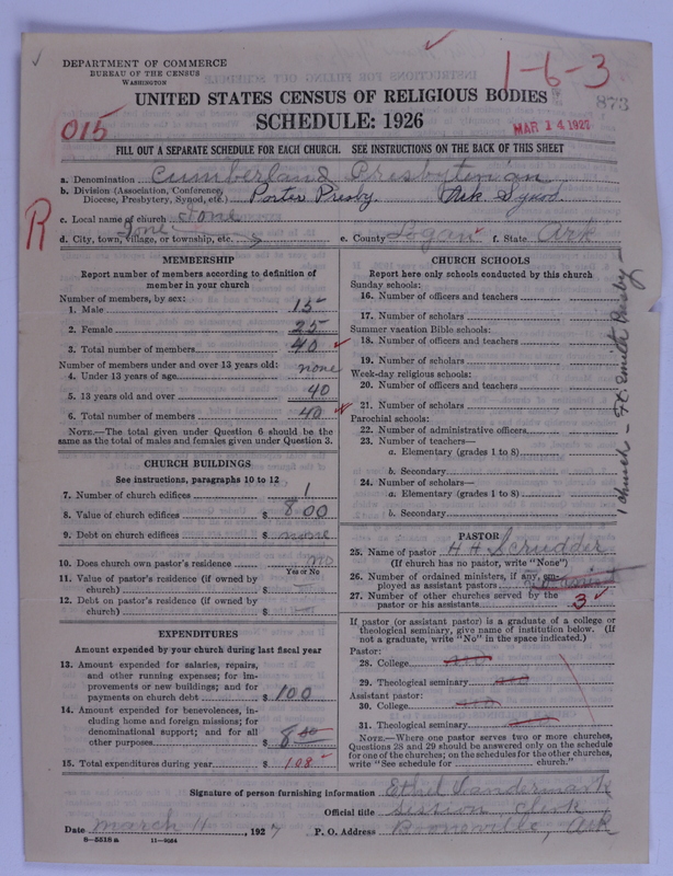 Scan of Cumberland Presbyterian Church: 873