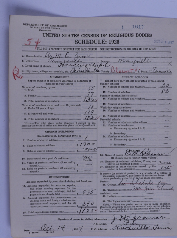 Scan of African Methodist Episcopal Zion Church: 1617