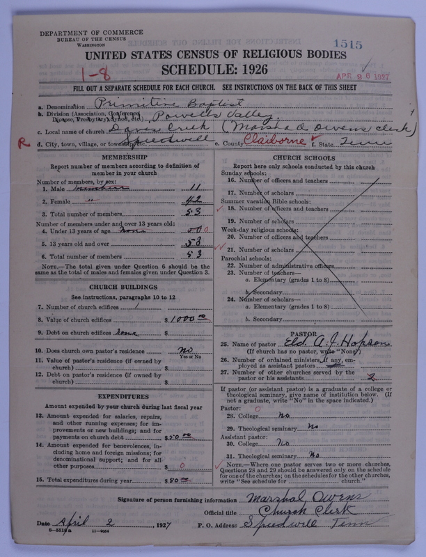 Scan of Primitive Baptists: 1515