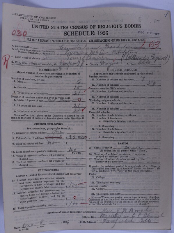 Scan of Cumberland Presbyterian Church: 67
