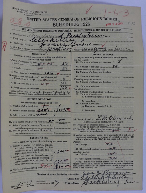 Scan of Cumberland Presbyterian Church: 605